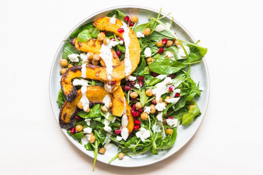 Squash Salad with Chickpeas and Feta
