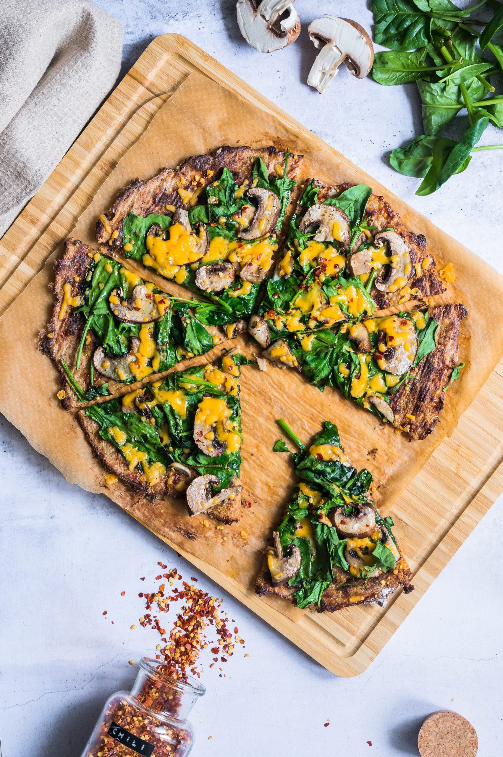 Cauliflower Galette with Spinach and Mushroom