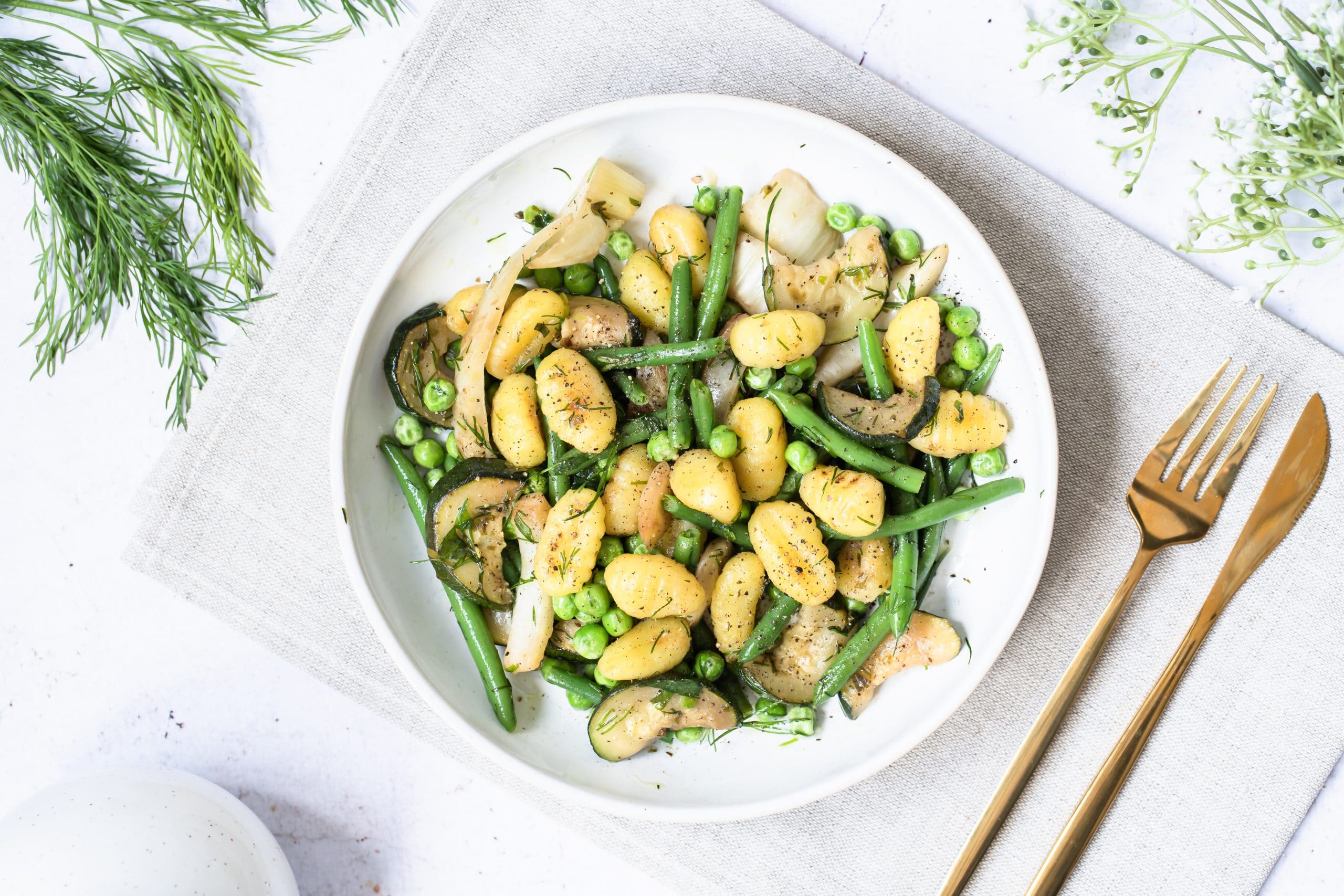 Pan Fried Gnocchi with Green Vegetables