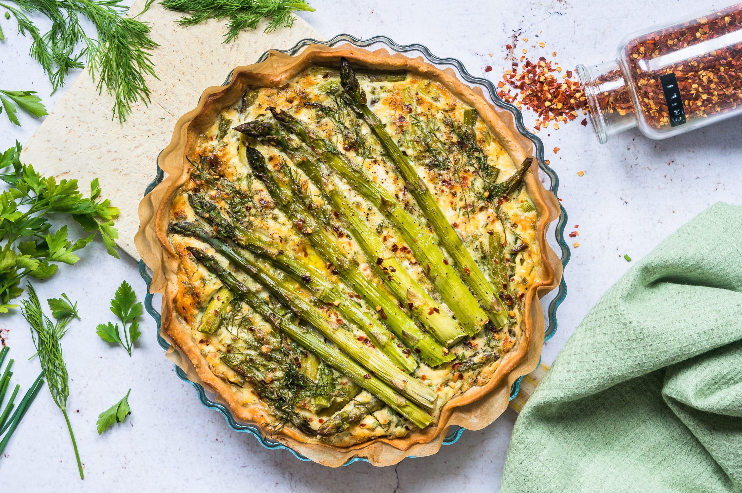 Quiche with Green Asparagus and Goat Cheese