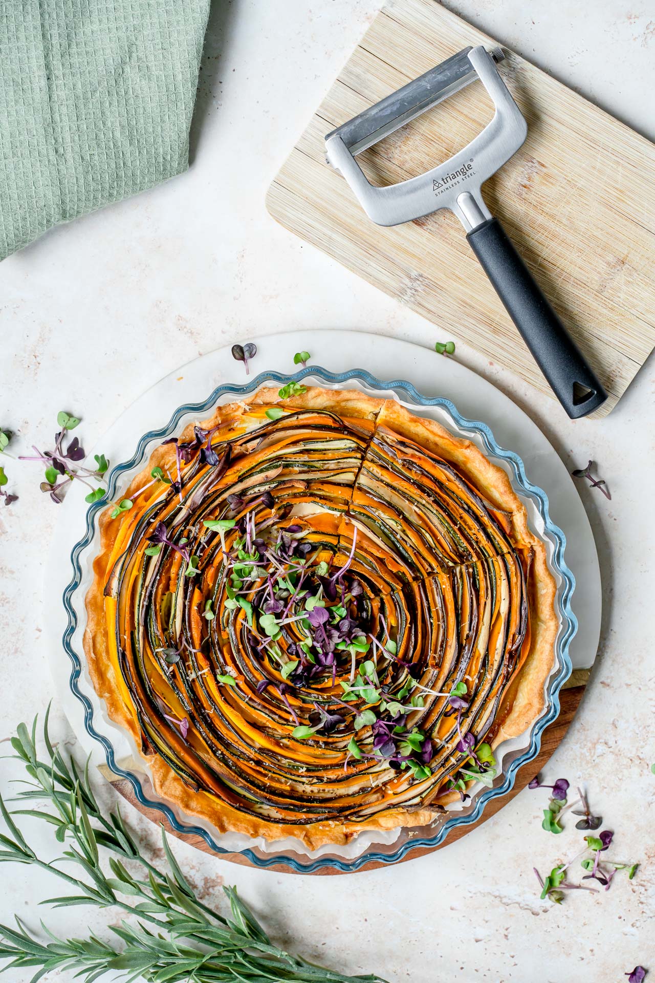 Gemüse-Spirale-Tarte mit Parmesan