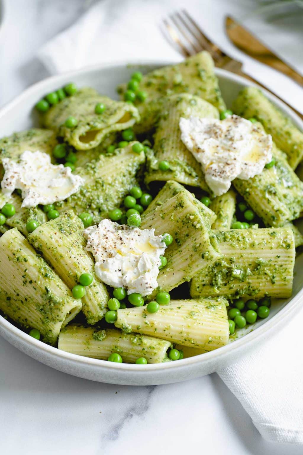 Rigatoni with Pea Pesto La Cuisine de Géraldine