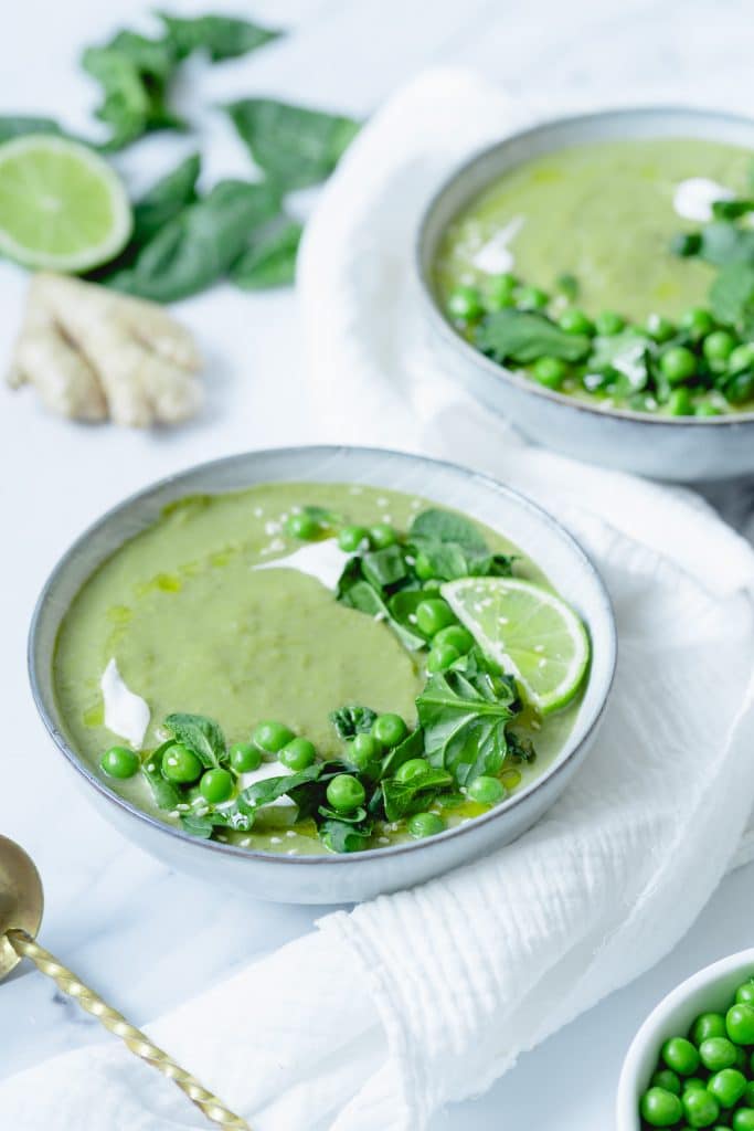 Broccoli, Pea and Ginger Soup