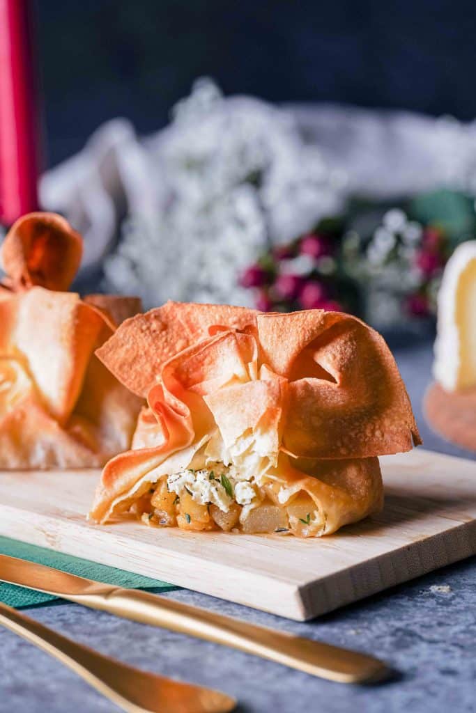 Goat cheese, Apple &amp; Pear Filo Parcels