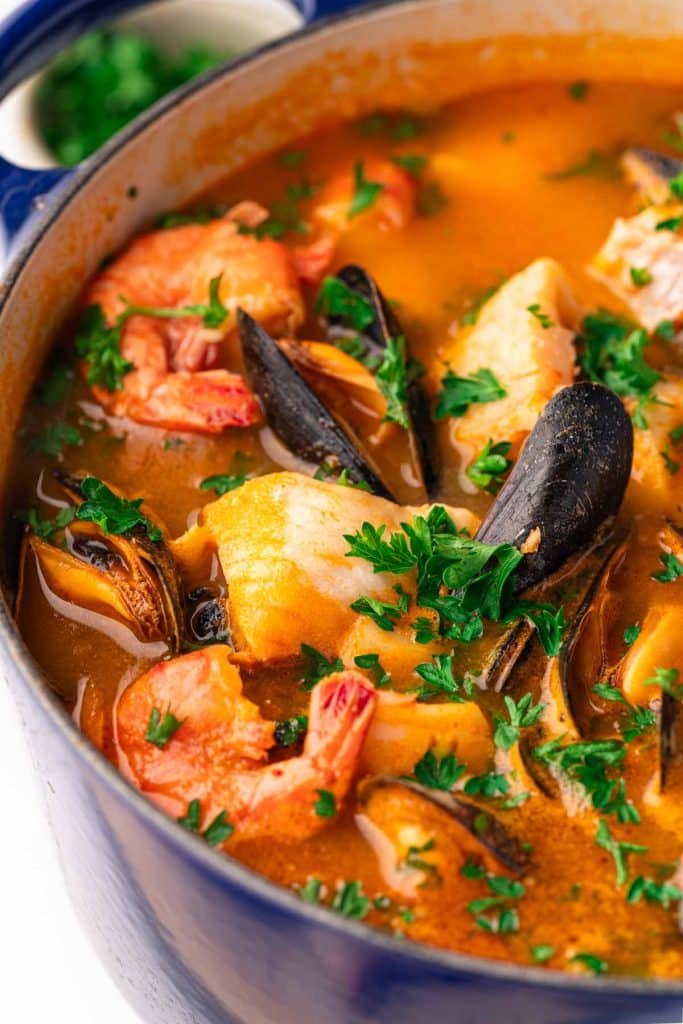 Zoom on a homemade bouillabaisse