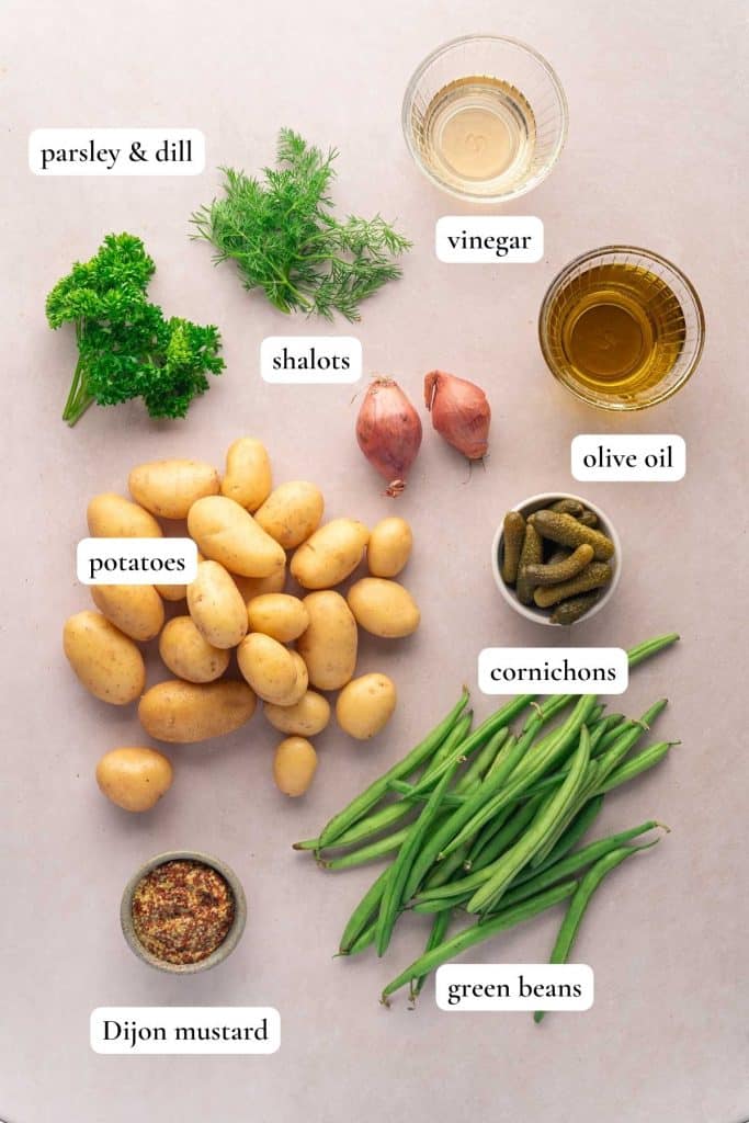 Ingredients for a French potato salad 