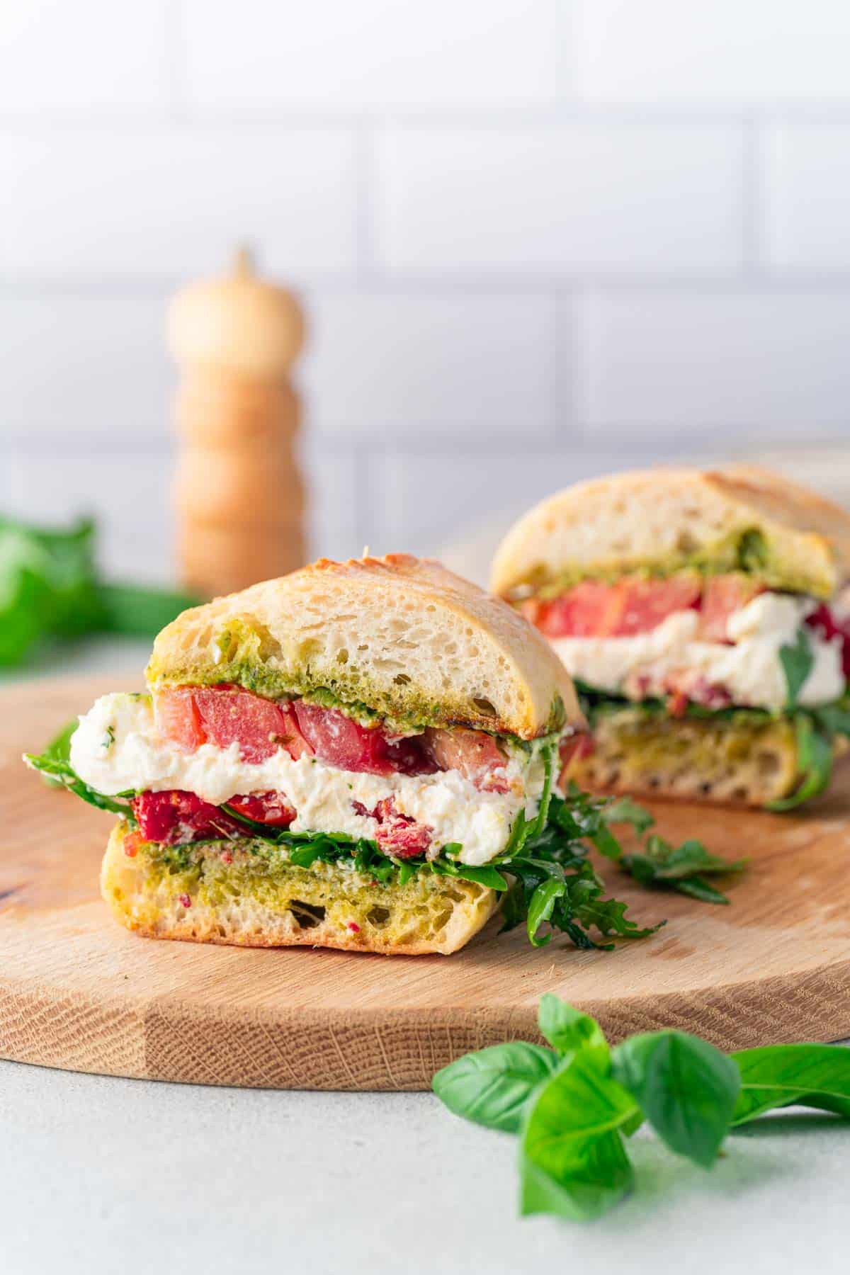 Burrata Sandwich with Pesto and Tomato | La Cuisine de Géraldine