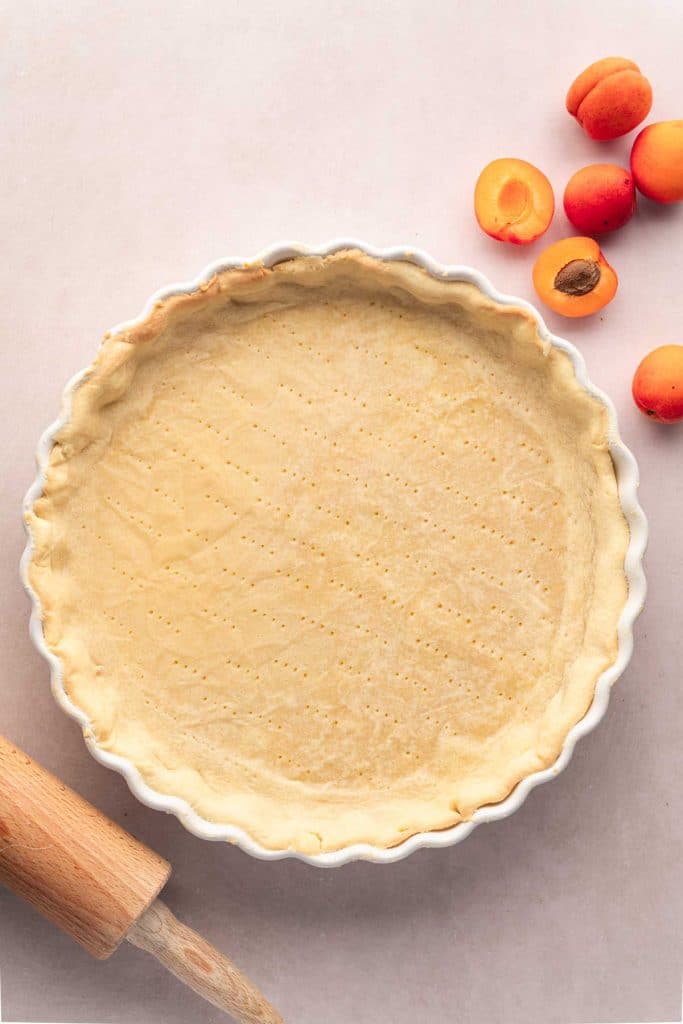 A prebaked sweet shortcrust pastry