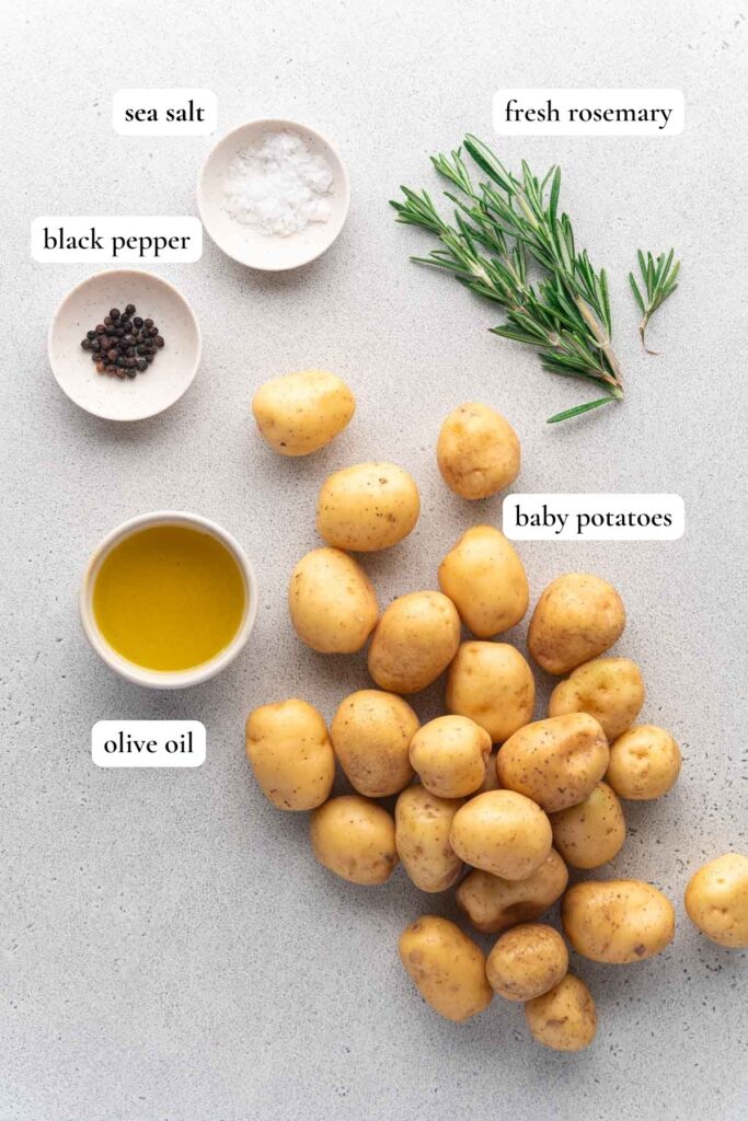Ingredients for crispy roasted rosemary potatoes 