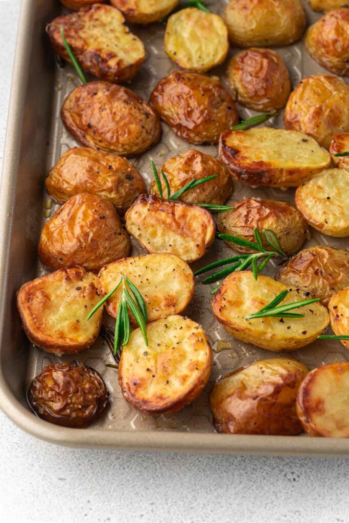 Roasted rosemary potatoes in a sheet pan 