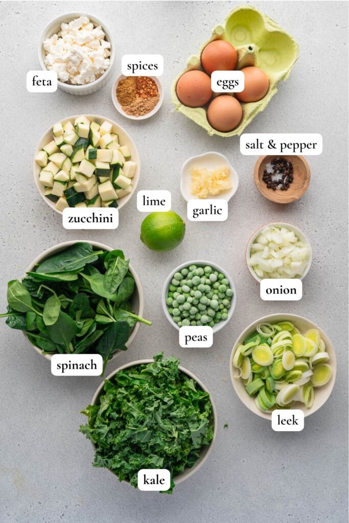 List of ingredients to make a green shakshuka
