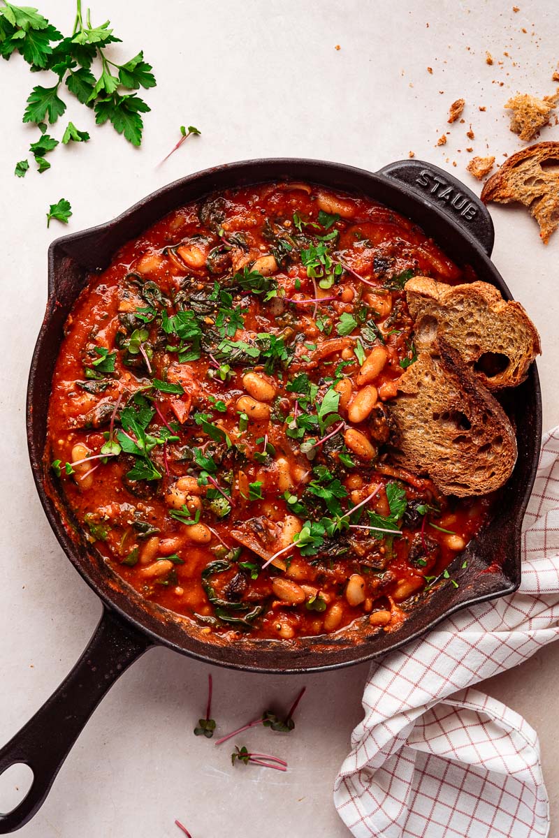 White Bean and Tomato Stew with Spinach