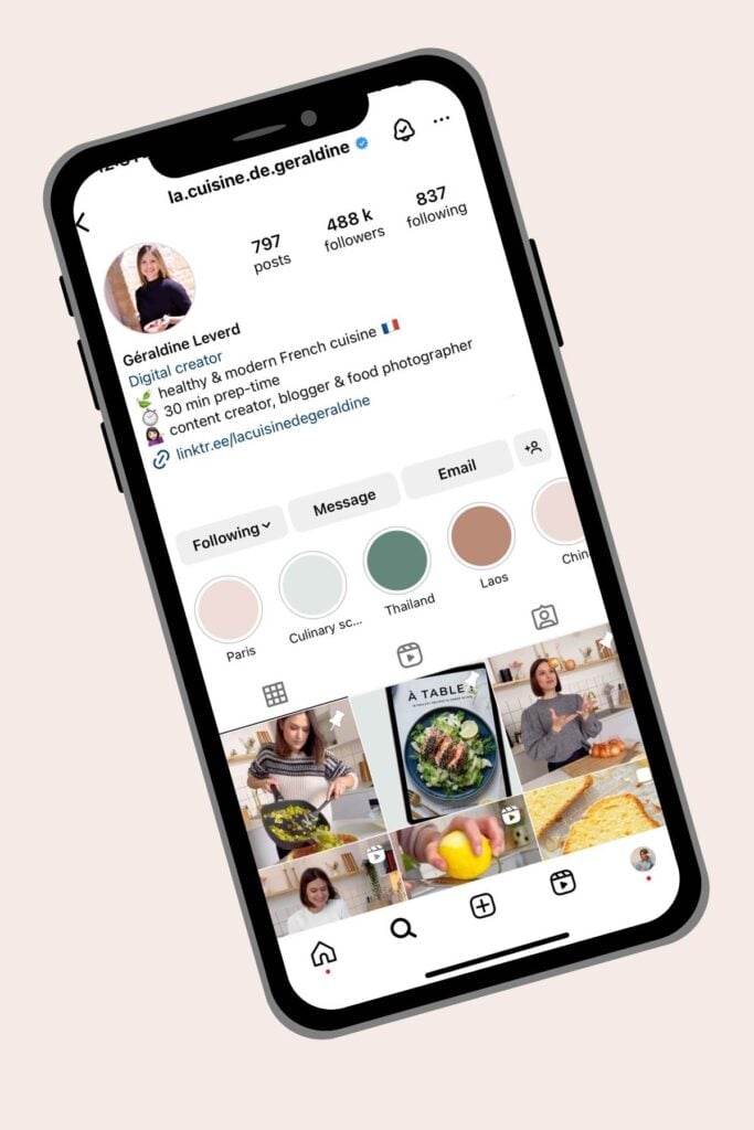 Screenshot der Instagram-Seite von La cuisine de Géraldine 