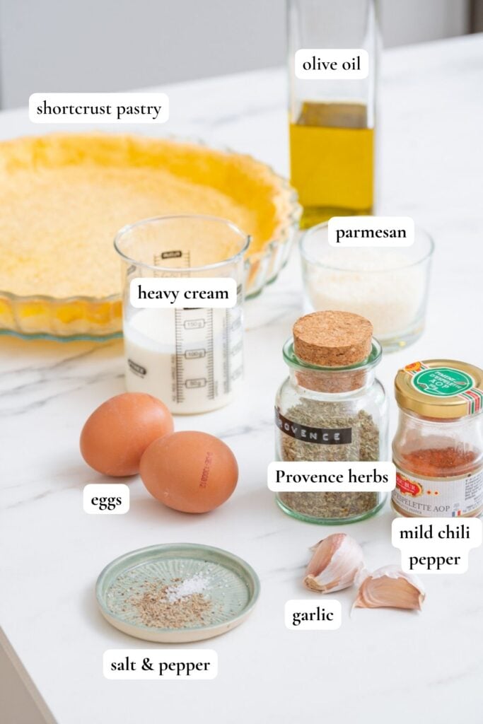 Ingredients to make a Vegetable Spiral Tart 