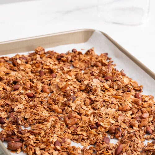homemade granola on a baking tray